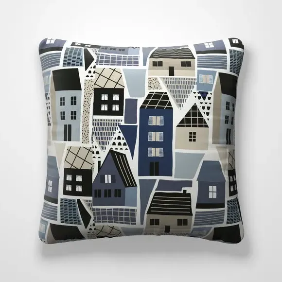 Cushion Cover with Coastal Design - Navy, Cotton