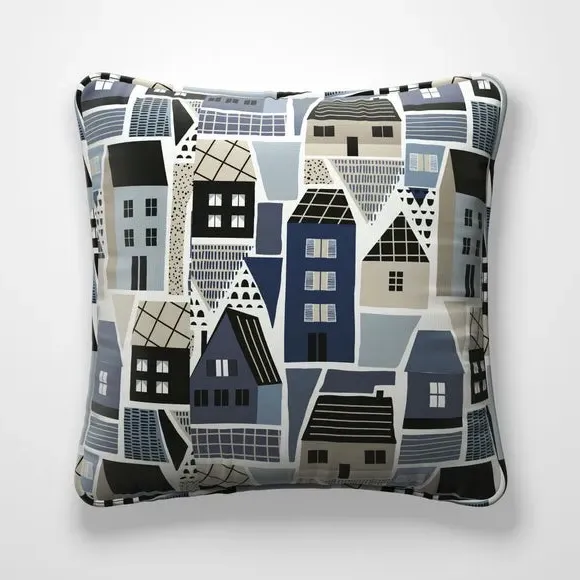 Cushion Cover with Coastal Design - Navy, Cotton