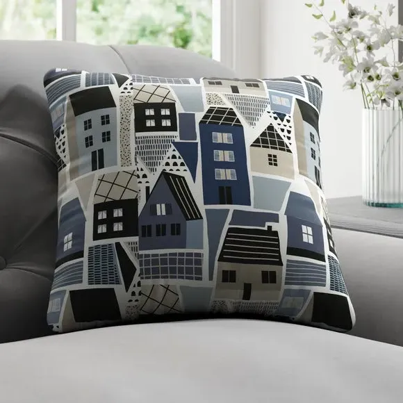 Cushion Cover with Coastal Design - Navy, Cotton image