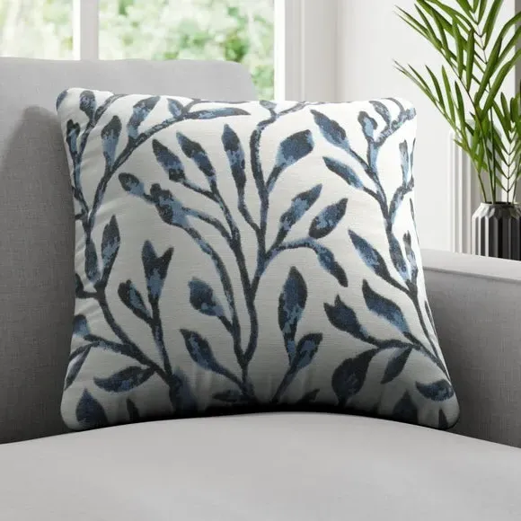 Cushion Cover with Cut Velvet - Navy, Polyester image