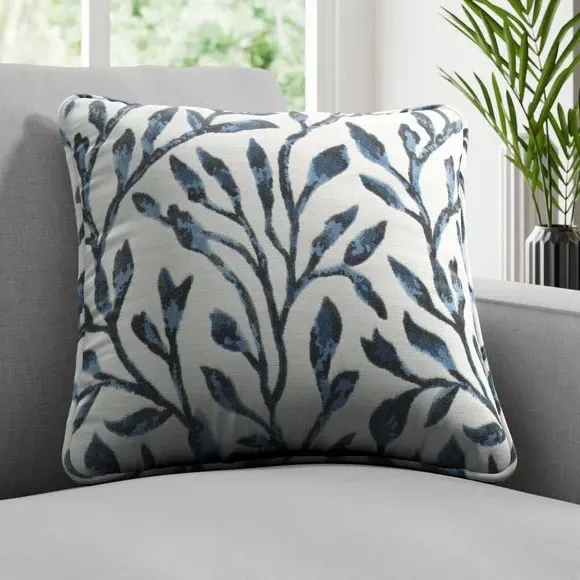 Cushion Cover with Cut Velvet - Navy, Polyester