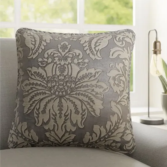 Cushion Cover with Damask Pattern - Graphite