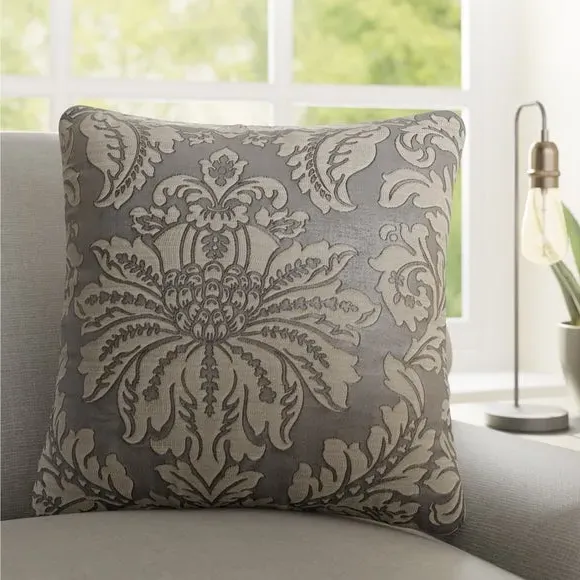 Cushion Cover with Damask Pattern - Graphite image