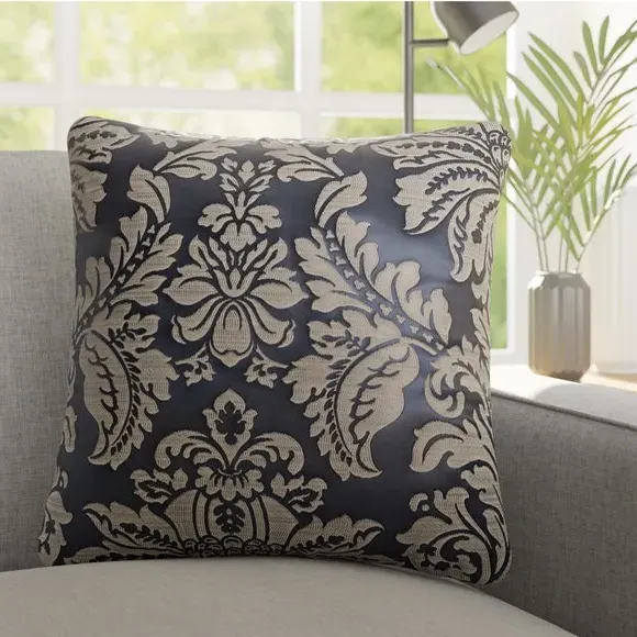 Cushion Cover with Damask Pattern - Ink