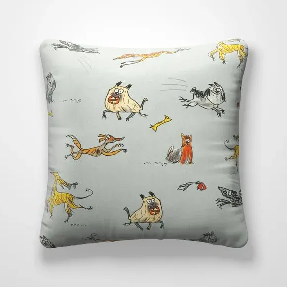 Cushion Cover with Dog Design - Multi, Cotton