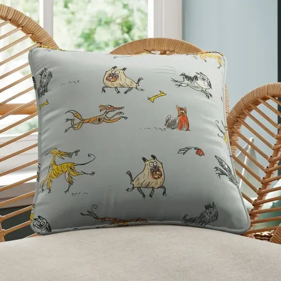 Cushion Cover with Dog Design - Multi, Cotton