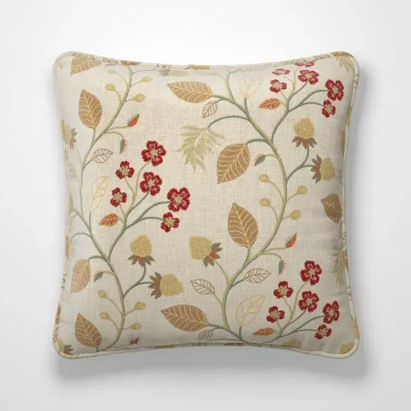 Cushion Cover with Embroidered Florals - Polycotton