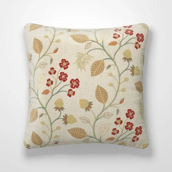 Cushion Cover with Embroidered Florals - Polycotton