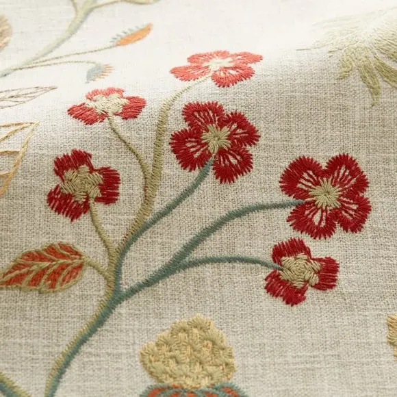 Cushion Cover with Embroidered Florals - Polycotton