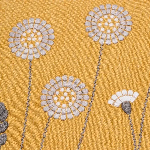 Cushion Cover with Embroidery - Ochre, Cotton