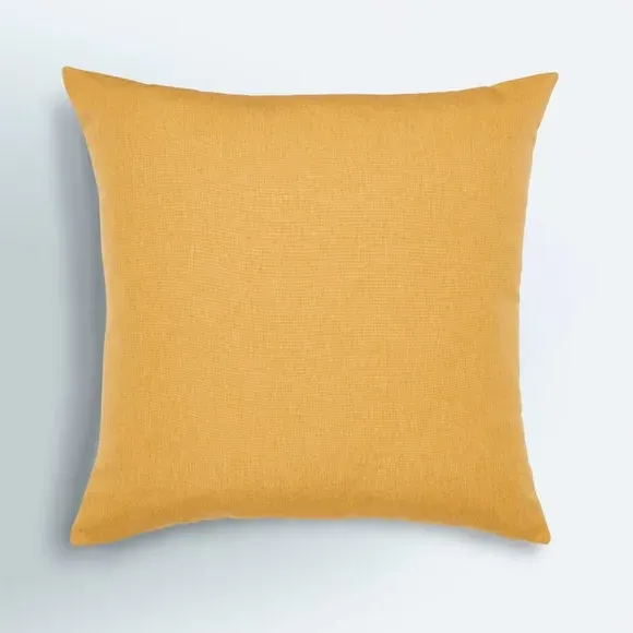 Cushion Cover with Embroidery - Ochre, Cotton