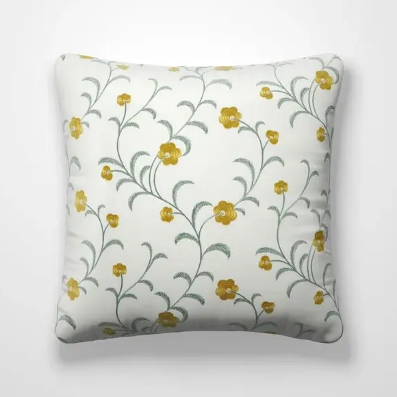 Cushion Cover with Embroidery - Ochre, Polycotton