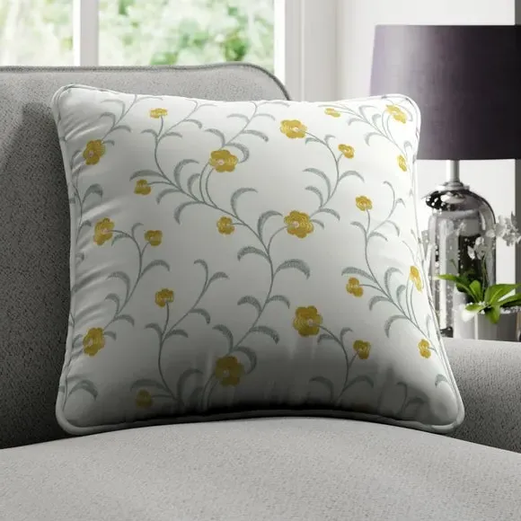 Cushion Cover with Embroidery - Ochre, Polycotton