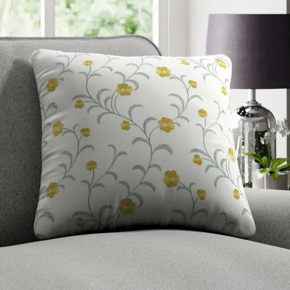 Cushion Cover with Embroidery - Ochre, Polycotton