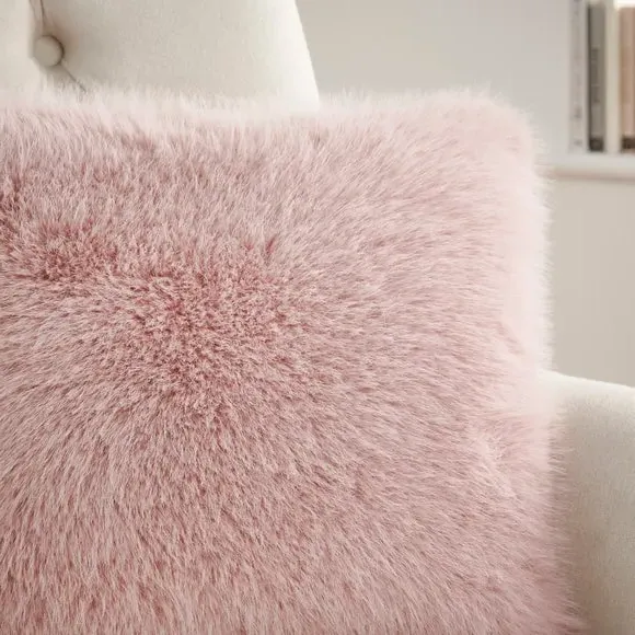 Cushion Cover with Faux Fur - Blush, Polyester