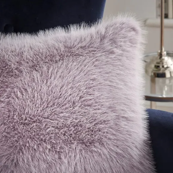 Cushion Cover with Faux Fur - Mauve, Polyester