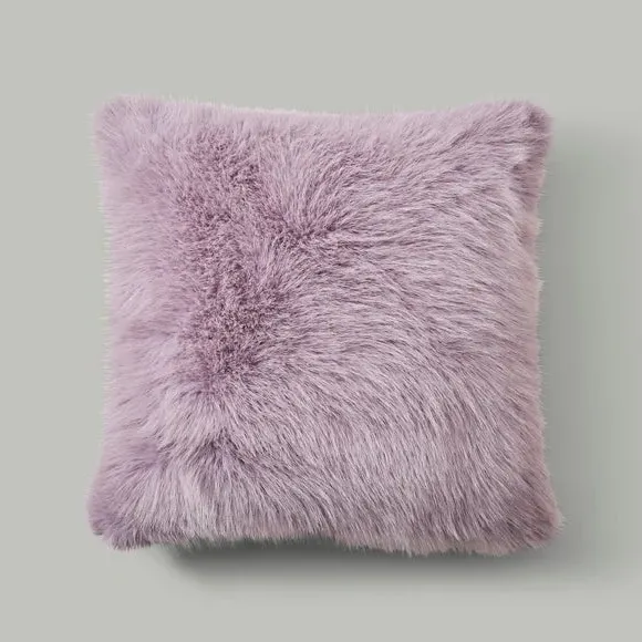 Cushion Cover with Faux Fur - Mauve, Polyester