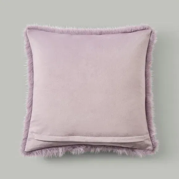 Cushion Cover with Faux Fur - Mauve, Polyester