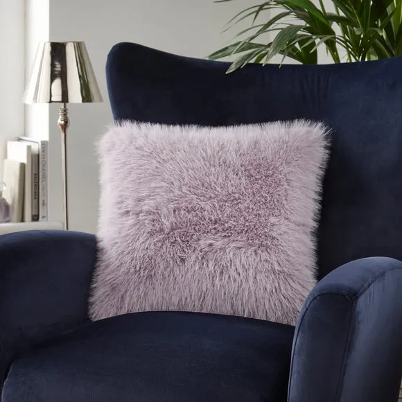 Cushion Cover with Faux Fur - Mauve, Polyester