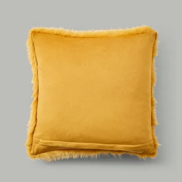 Cushion Cover with Faux Fur - Ochre, Polyester