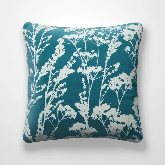 Cushion Cover with Floral Design - Kingfisher, Cotton
