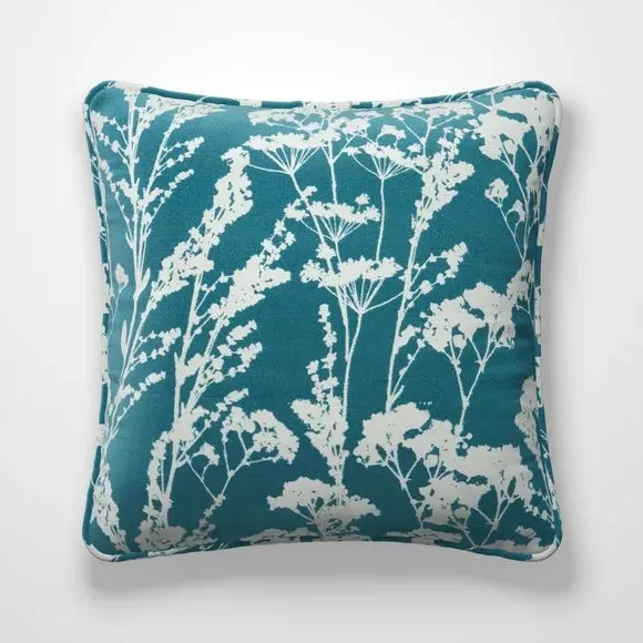 Cushion Cover with Floral Design - Kingfisher, Cotton