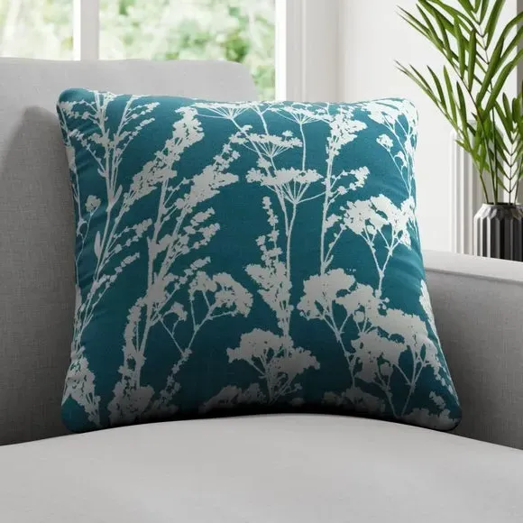 Cushion Cover with Floral Design - Kingfisher, Cotton