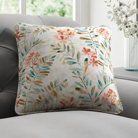 Cushion Cover with Floral Design - Mineral Spice