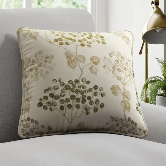 Cushion Cover with Floral Design - Olive