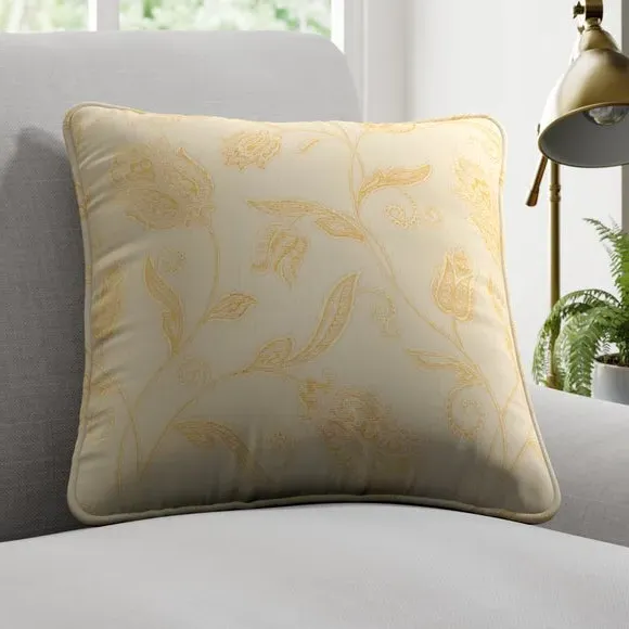 Cushion Cover with Floral Pattern - Cream, Jacquard