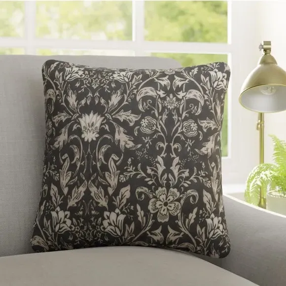 Cushion Cover with Floral Pattern - Ebony, Cotton image