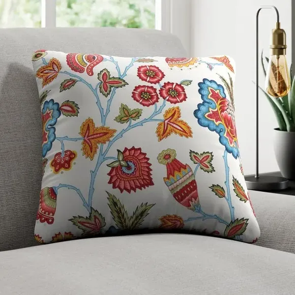 Cushion Cover with Floral Print - Multicoloured, Cotton image