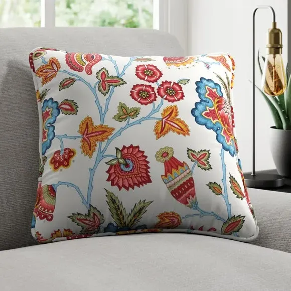 Cushion Cover with Floral Print - Multicoloured, Cotton