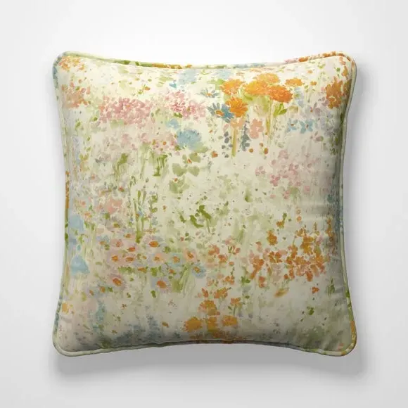 Cushion Cover with Floral Print - Orange, Cotton