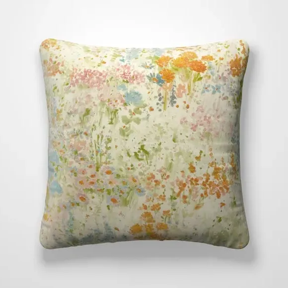 Cushion Cover with Floral Print - Orange, Cotton
