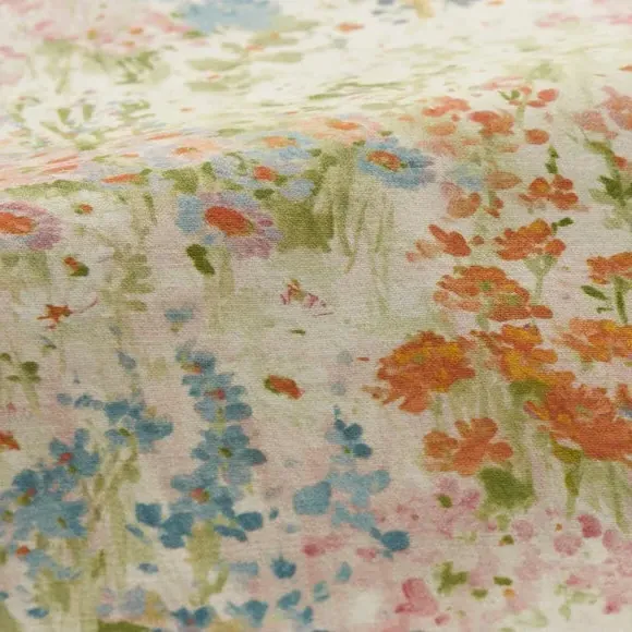 Cushion Cover with Floral Print - Orange, Cotton