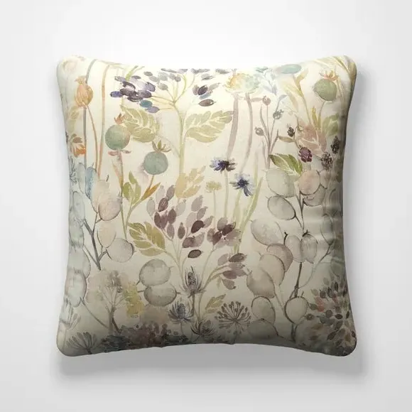 Cushion Cover with Floral Print - Violet, Cotton