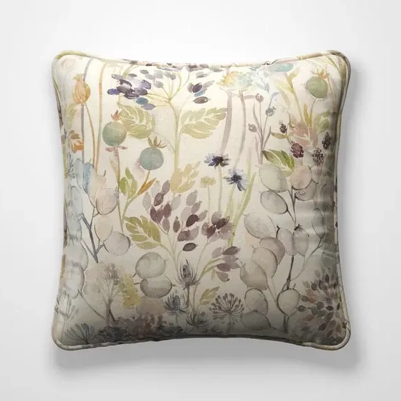Cushion Cover with Floral Print - Violet, Cotton