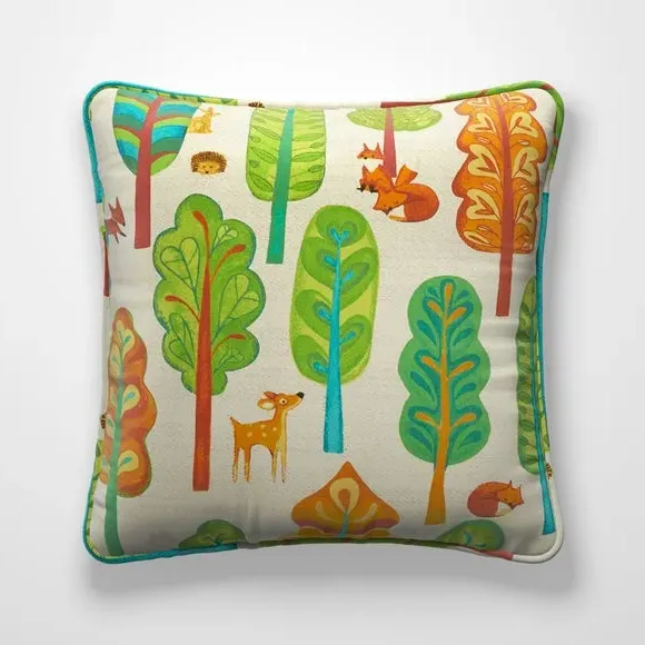 Cushion Cover with Forest Design - Multi, Cotton