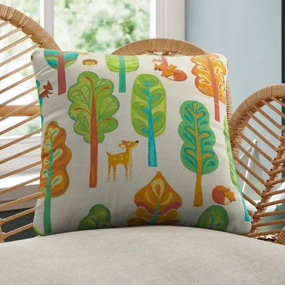 Cushion Cover with Forest Design - Multi, Cotton