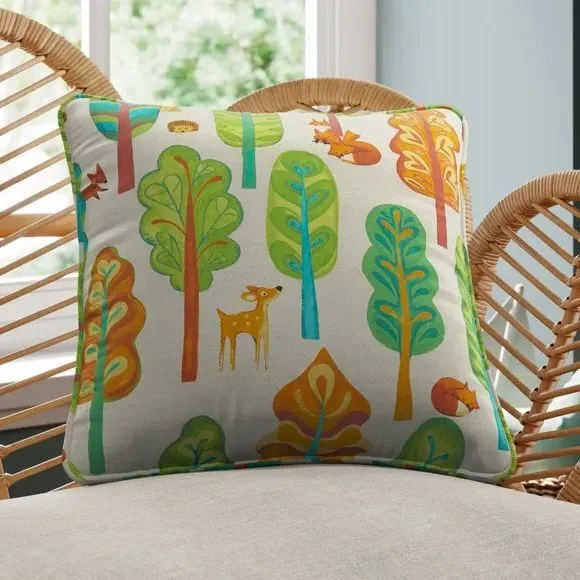Cushion Cover with Forest Design - Multi, Cotton