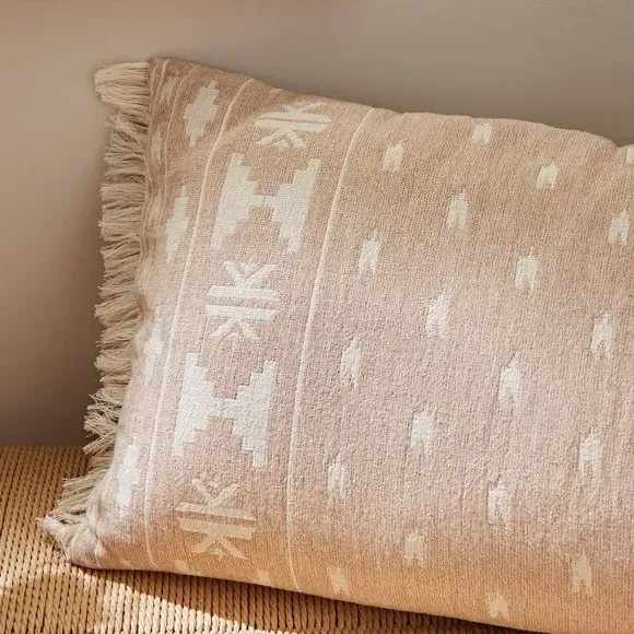 Cushion Cover with Fringe - Camel, Cotton