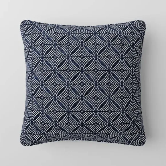 Cushion Cover with Geometric Design - Navy