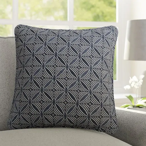 Cushion Cover with Geometric Design - Navy