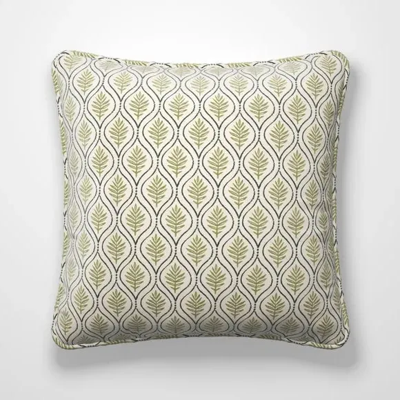 Cushion Cover with Geometric Print - Olive, Cotton