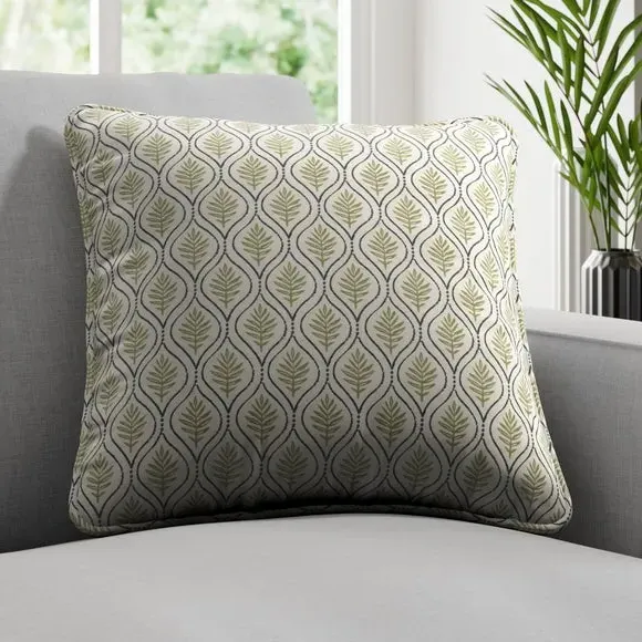 Cushion Cover with Geometric Print - Olive, Cotton