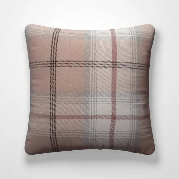 Cushion Cover with Highland Check - Blush