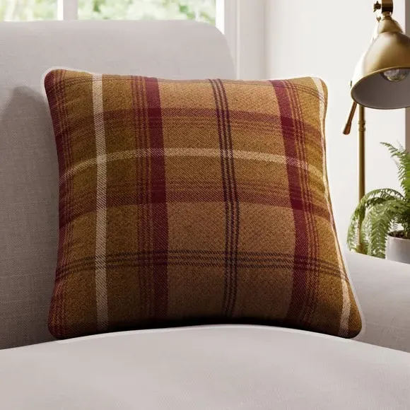 Cushion Cover with Highland Check - Heather