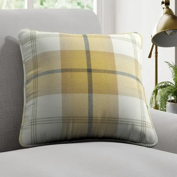 Cushion Cover with Highland Check - Ochre
