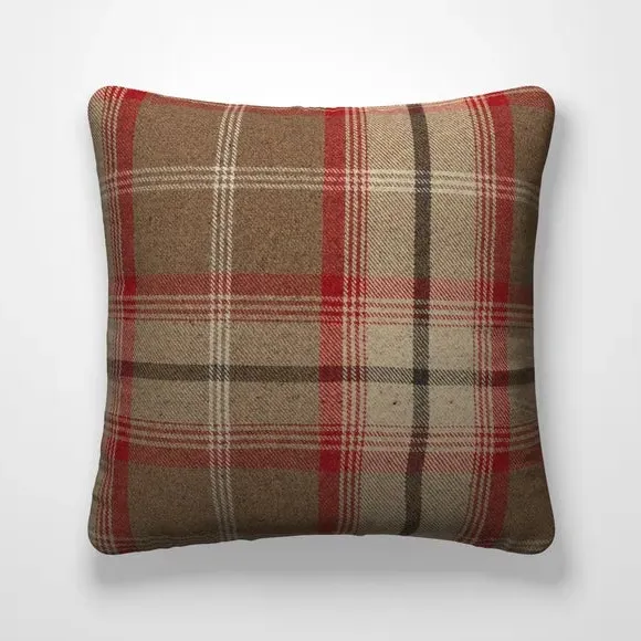 Cushion Cover with Highland Check - Rosso